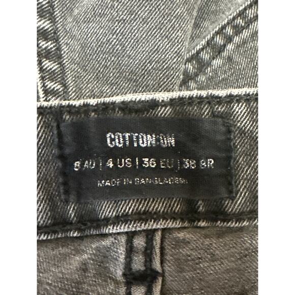 Cotton On Women's Black Frayed Raw Hem Stretch Straight Leg Denim Jeans Pants 4 - Picture 4 of 5